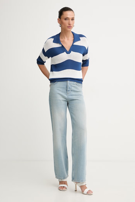 Fracomina polo damskie FJ26ST7004K417O7 niebieski SS26