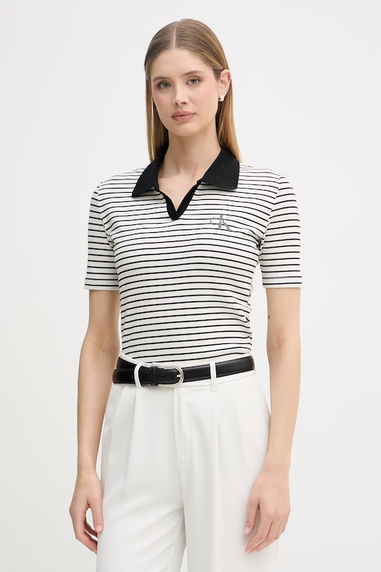 Calvin Klein Jeans polo damskie beżowy LV047F835G