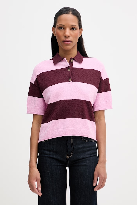 Marc O'Polo polo damskie z bawełną różowy 5000008118