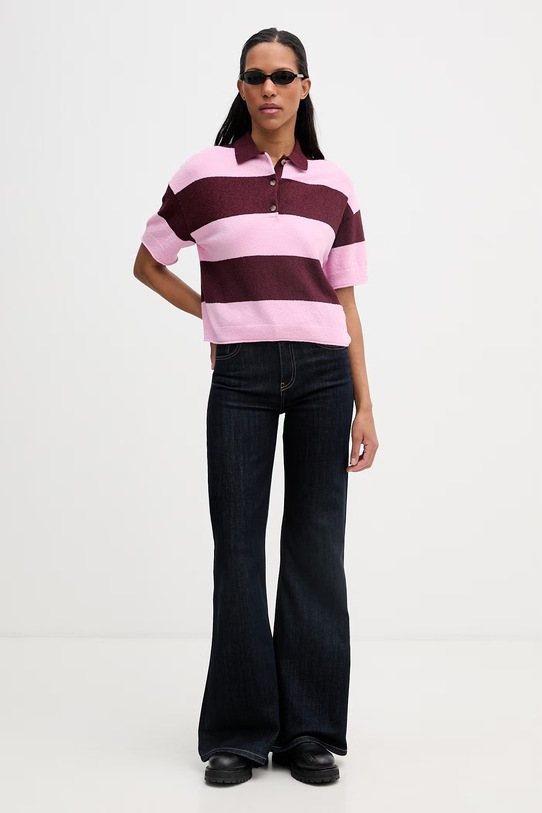 Marc O'Polo polo damskie z bawełną 5000008118 różowy SS26