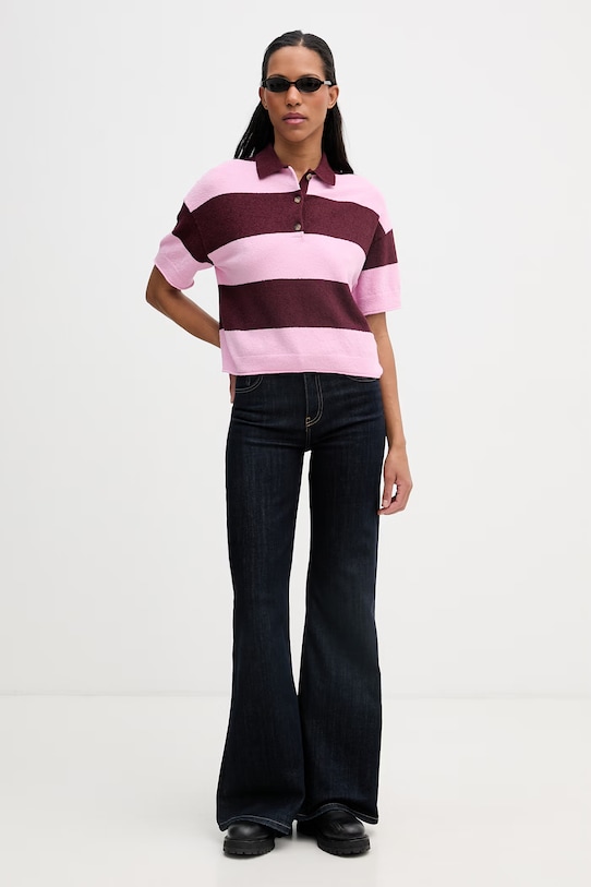 Marc O'Polo polo damskie z bawełną 5000008118 różowy SS26