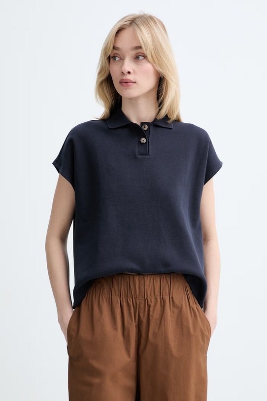 Marc O'Polo πόλο γυναικείο βαμβακερό σκούρο μπλε 5000008220