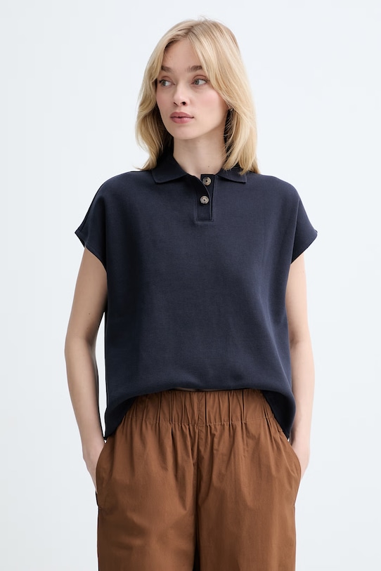 Marc O'Polo πόλο γυναικείο βαμβακερό σκούρο μπλε 5000008220