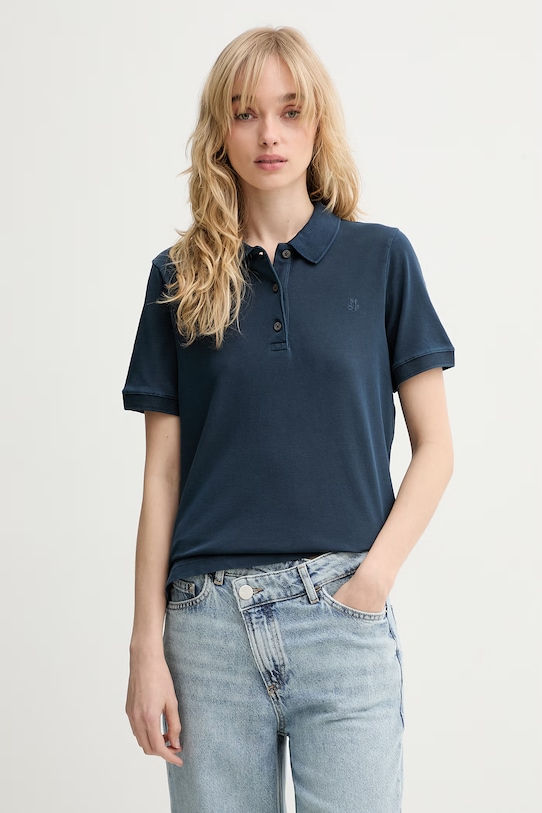 Marc O'Polo polo damskie bawełniane z elastanem granatowy 5000013269