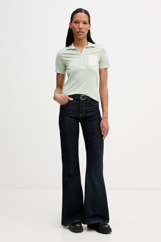 Marc O'Polo polo damskie bawełniane 5000013270 zielony SS26