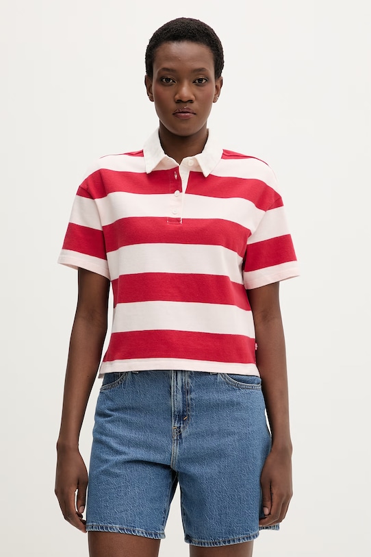 Levi's polo pentru femei, din bumbac ARIES RUBGY rosu 004GQ.0004