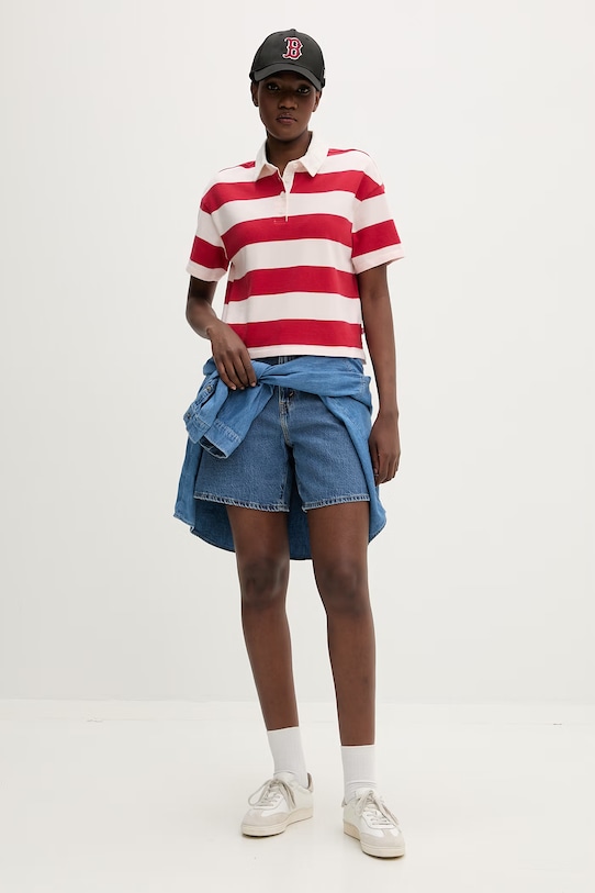 Levi's polo pentru femei, din bumbac ARIES RUBGY 004GQ.0004 rosu SS26