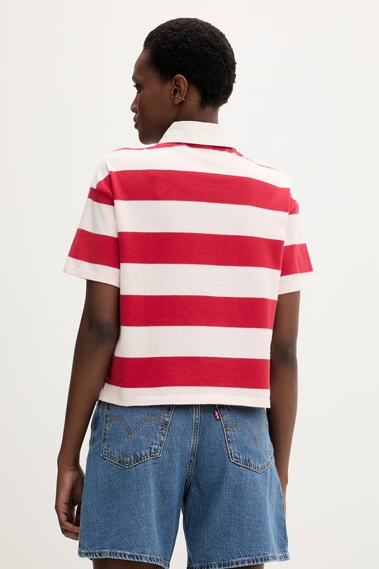 Oblačila Levi's polo majica ženska bombažna ARIES RUBGY 004GQ.0004 rdeča