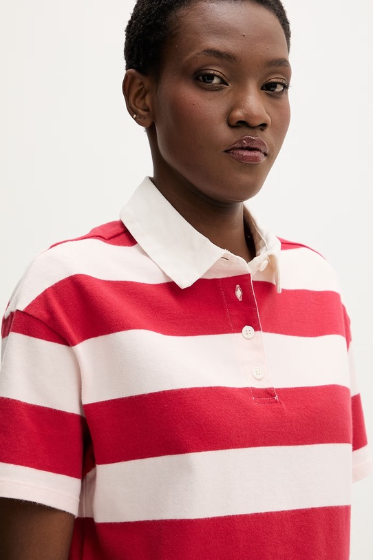 Levi's polo tričko dámske bavlnené ARIES RUBGY červená 004GQ.0004