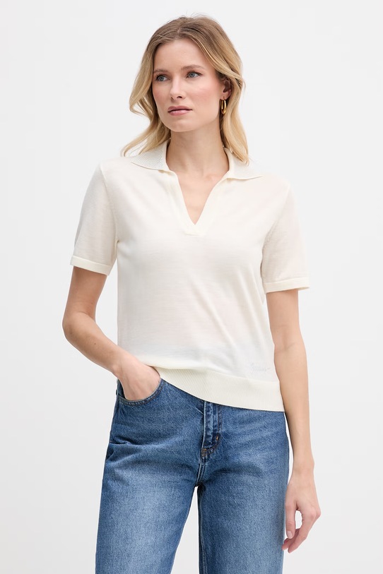 Guess polo damskie wełniane beżowy W6GR03.Z0583