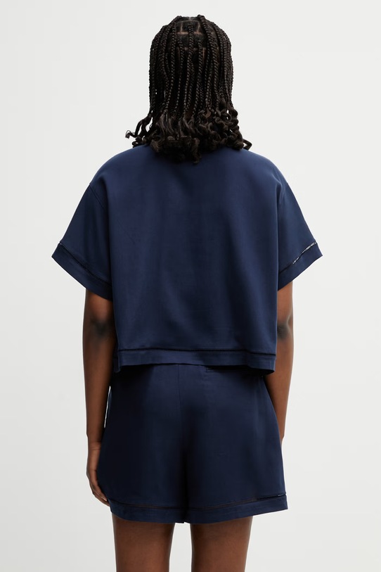 Odzież Lacoste polo z lyocellem damskie CF0061 granatowy