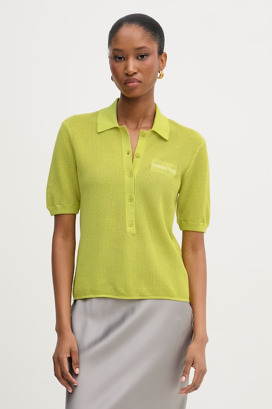 Patrizia Pepe polo swetrowe damskie bawełniane zielony 2K0372.K327
