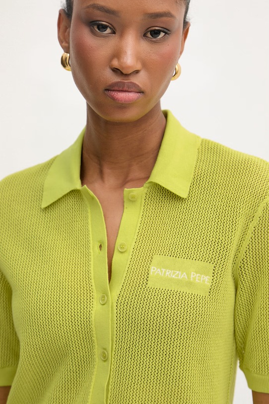 Patrizia Pepe polo swetrowe damskie bawełniane zielony 2K0372.K327