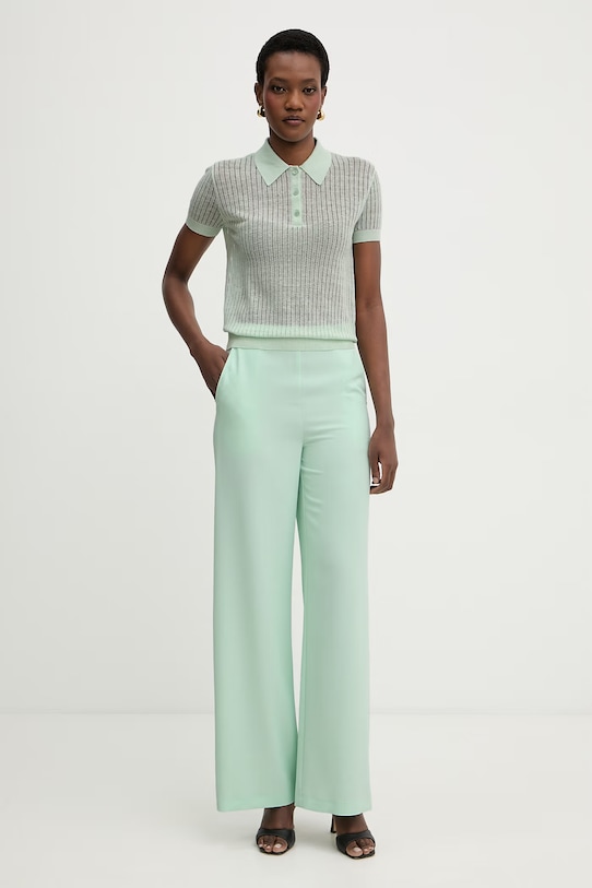 Patrizia Pepe polo swetrowe damskie lniane 2K0376.K336 zielony SS26