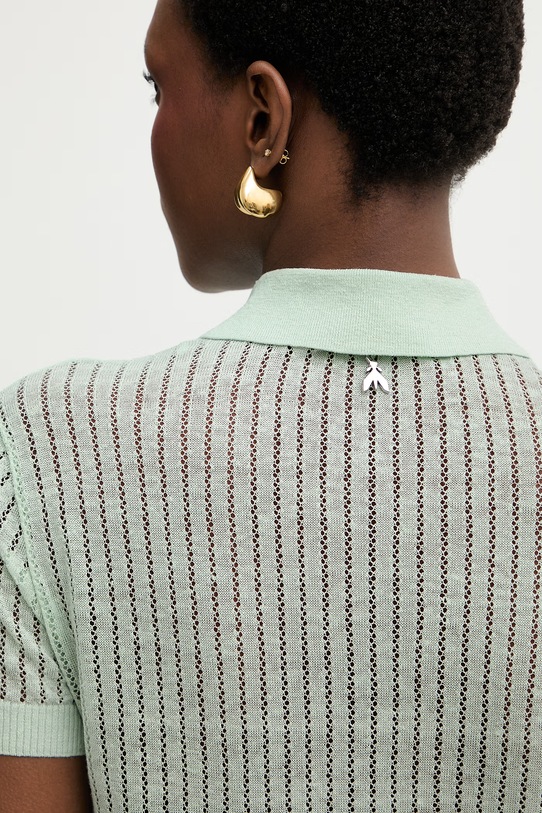 Patrizia Pepe polo swetrowe damskie lniane 2K0376.K336 zielony