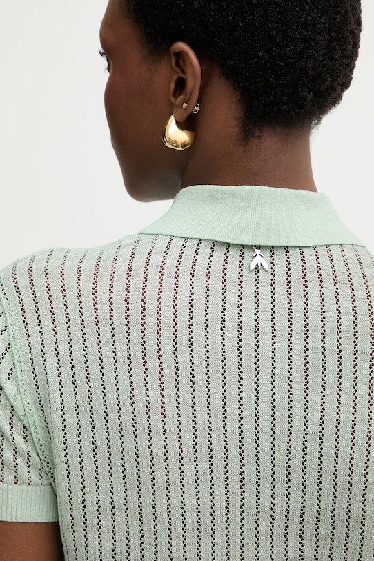 Patrizia Pepe polo swetrowe damskie lniane 2K0376.K336 zielony