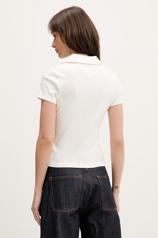 Îmbrăcăminte Tommy Jeans polo femei din bumbac cu elastan DW0DW22326 alb