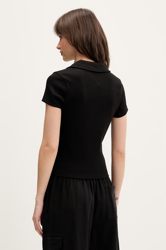 Odzież Tommy Jeans polo damskie bawełniane z elastanem DW0DW22326 czarny
