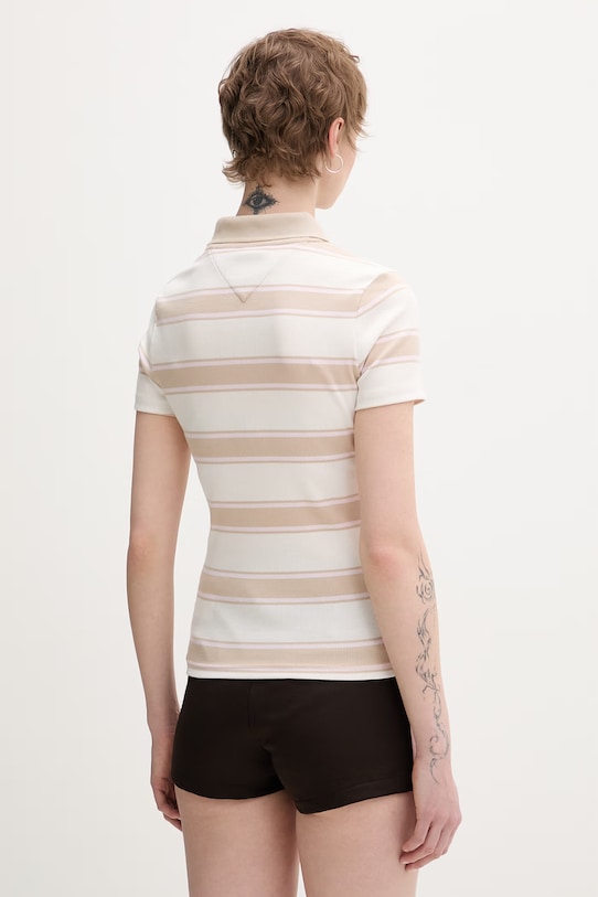 Odzież Tommy Jeans polo damskie bawełniane z elastanem DW0DW22327 beżowy