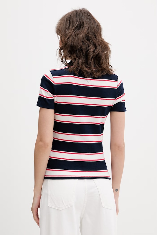 Odzież Tommy Jeans polo damskie bawełniane z elastanem DW0DW22327 granatowy