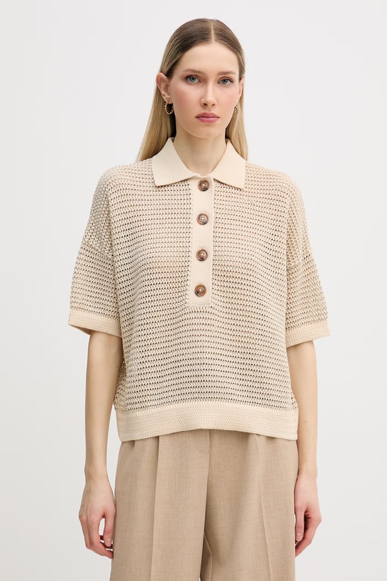 Marc Aurel polo damskie z wiskozą beżowy 8352A11132