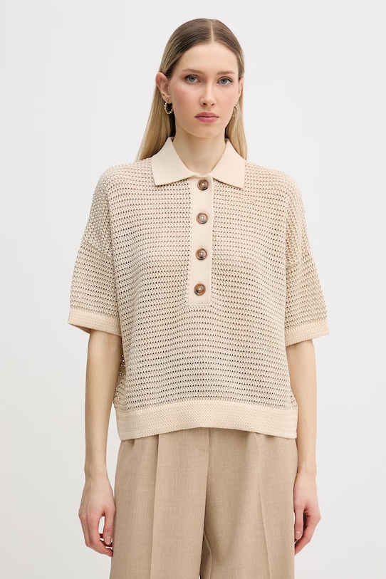 Marc Aurel polo damskie z wiskozą beżowy 8352A11132