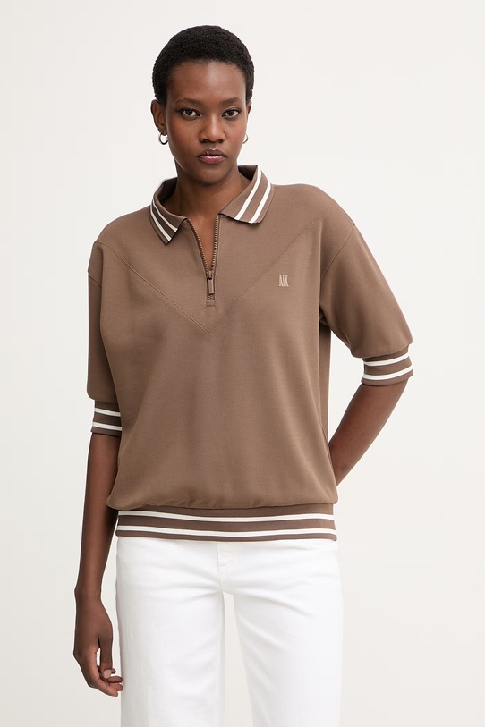 Armani Exchange polo ženska s viskozom smeđa XW002215.AF13401