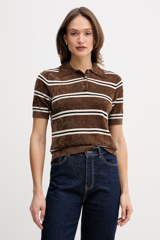 OUI polo damskie brązowy 96760