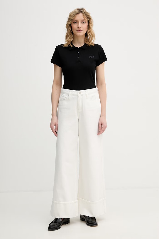 Karl Lagerfeld polo dámské bavlněné s elastanem B2W17097 černá SS26