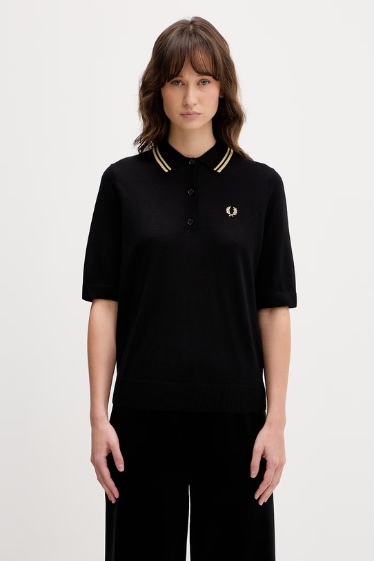 Fred Perry polo z dodatkiem wełny regular czarny K2125