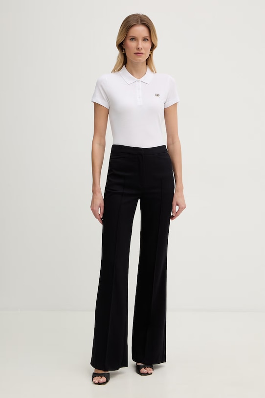 Karl Lagerfeld polo ženské bavlněné IKON B2W17098 bílá SS26