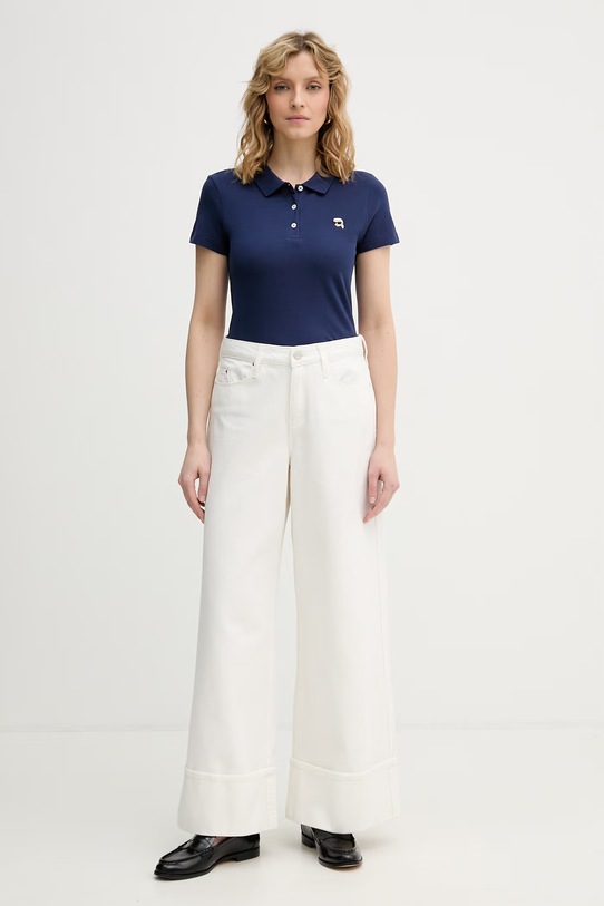 Karl Lagerfeld polo ženské bavlněné IKON B2W17098 námořnická modř SS26