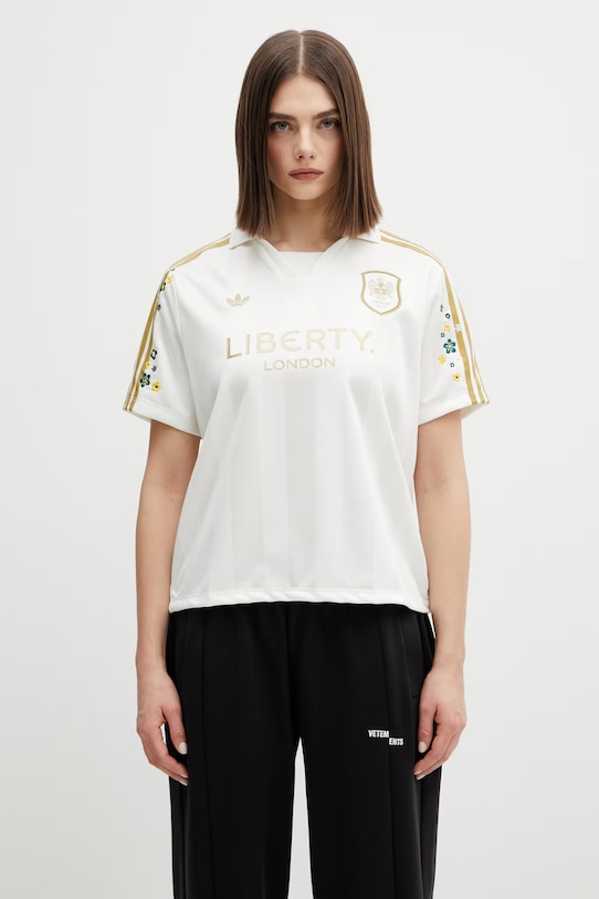 Πόλο adidas Originals στάμπα μπεζ KF3309