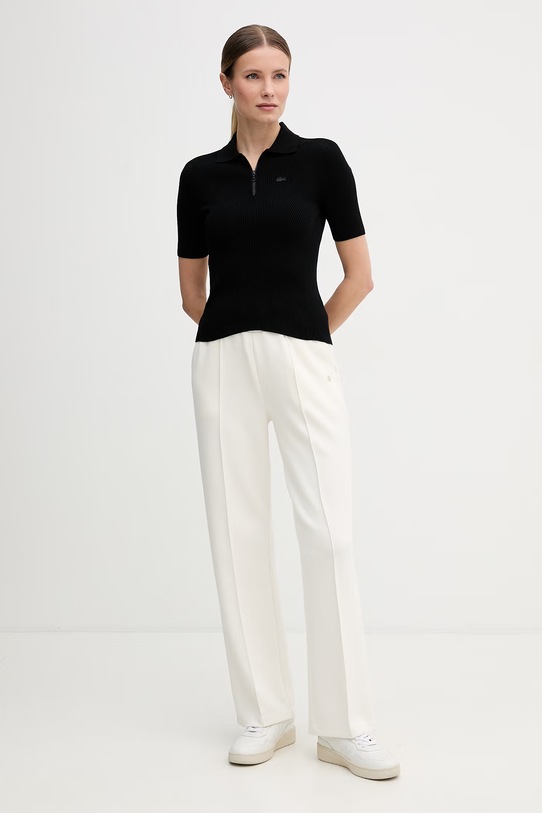 Lacoste polo swetrowe damskie z wiskozą AF2572 czarny SS26
