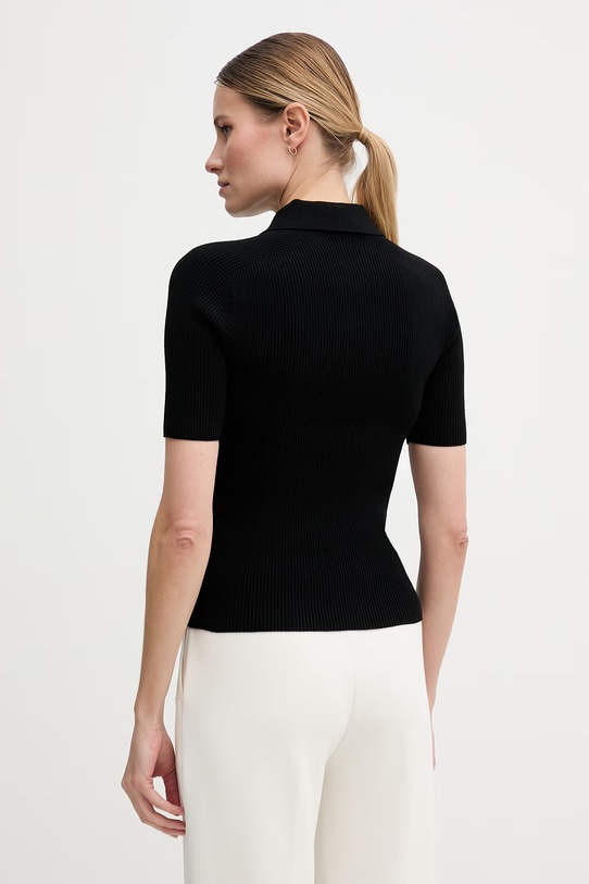 Odzież Lacoste polo swetrowe damskie z wiskozą AF2572 czarny