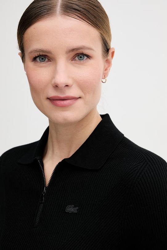 Lacoste polo swetrowe damskie z wiskozą czarny AF2572