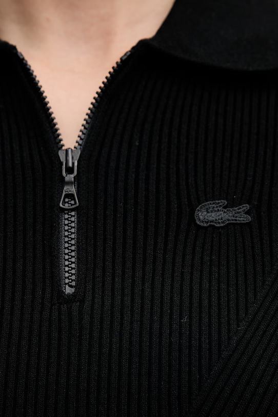 Lacoste polo swetrowe damskie z wiskozą AF2572 czarny