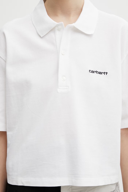 Carhartt WIP W' S/S Carhartt Script Polo TS bawełniane damskie biały I034553.00AXX