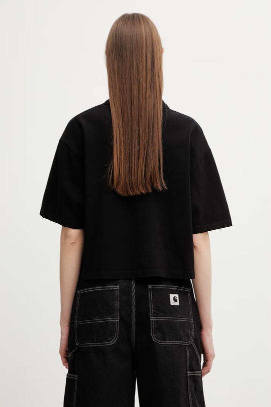 Odzież Carhartt WIP W' S/S Carhartt Script Polo TS polo bawełniane damskie I034553.0D2XX czarny