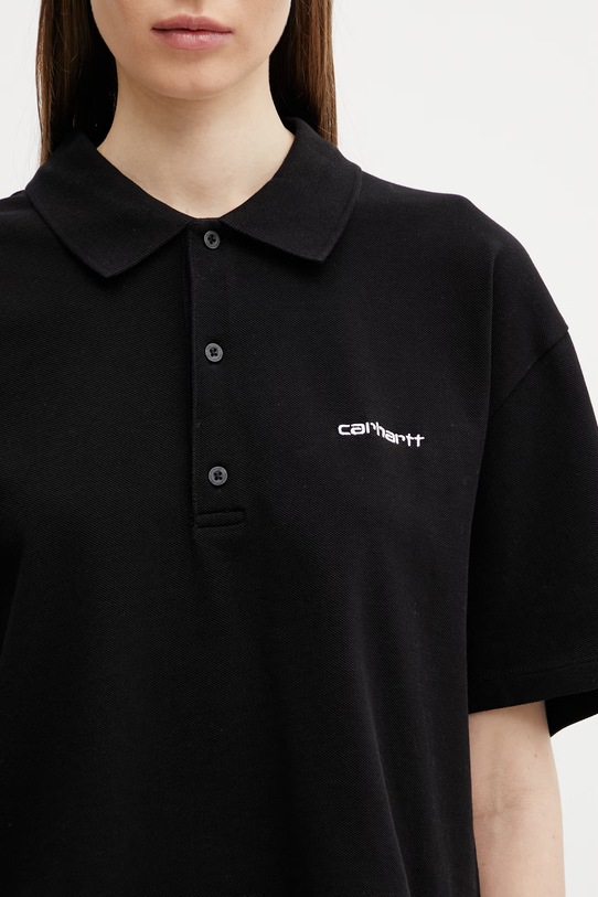 Carhartt WIP W' S/S Carhartt Script Polo TS polo bawełniane damskie czarny I034553.0D2XX