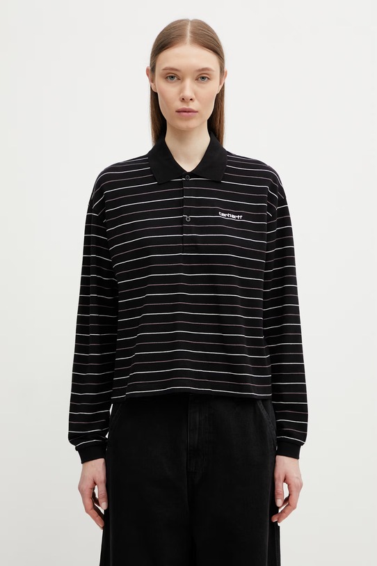 Carhartt WIP longsleeve damski bawełniany W' L/S Mabel Polo czarny I036354.3O1XX