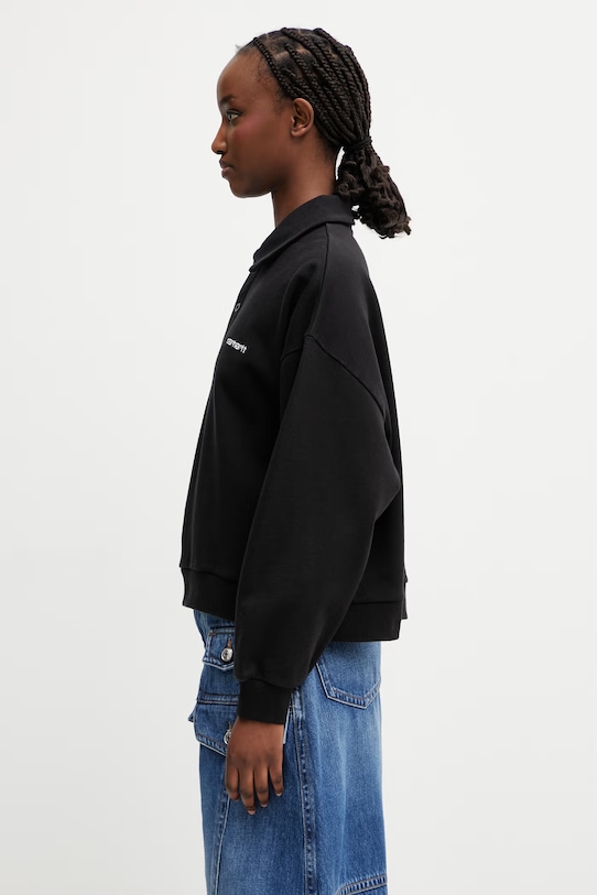 Carhartt WIP W' Brenta Polo Sweat суичър от памук дамски I036291.0D260 черен SS26