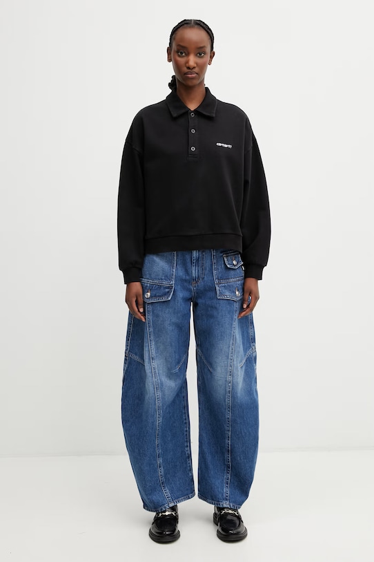 Carhartt WIP W' Brenta Polo Sweat суичър от памук дамски I036291.0D260 черен