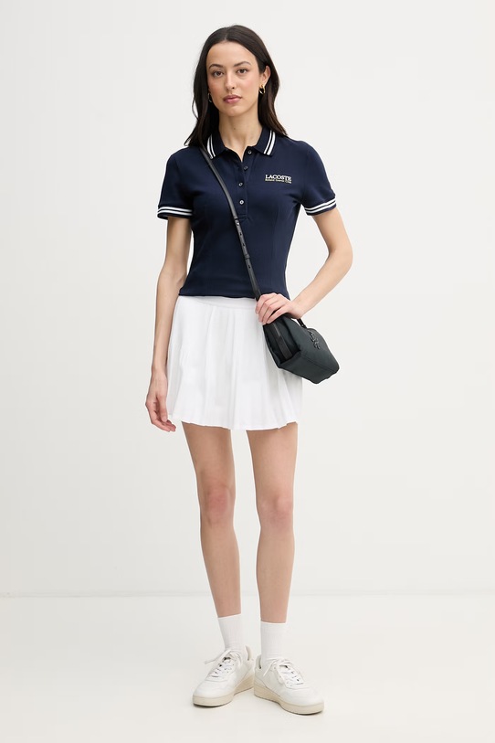 Lacoste polo damskie z bawełną PF0582 granatowy SS26