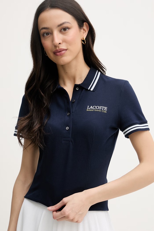 Lacoste polo damskie z bawełną granatowy PF0582