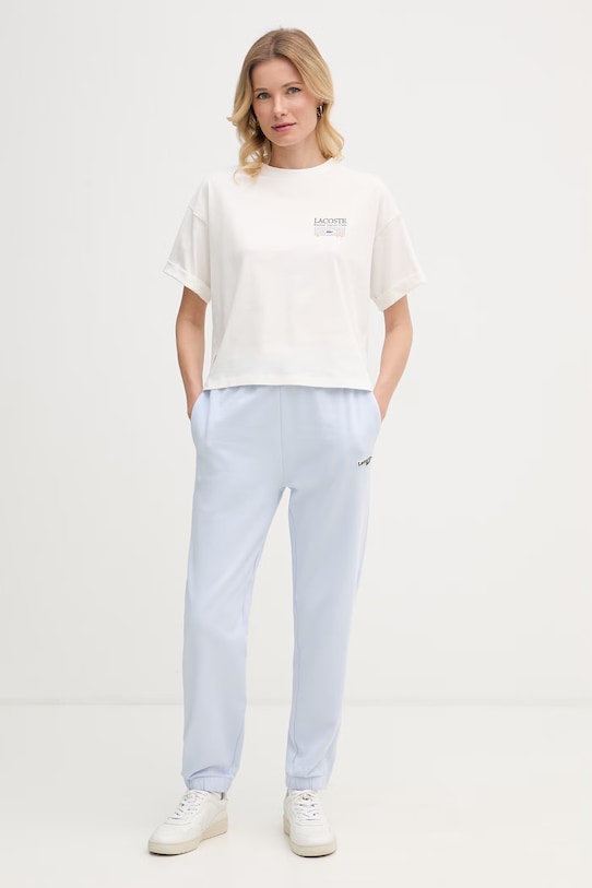 Lacoste T-shirt damski bawełniany TF0585 beżowy SS26