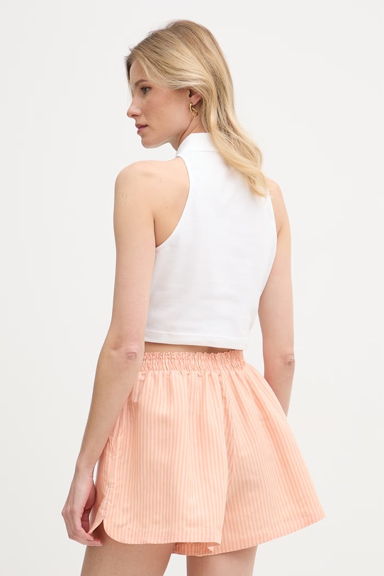 Îmbrăcăminte Lacoste crop top pentru femei, din bumbac cu elastan PF3123 alb