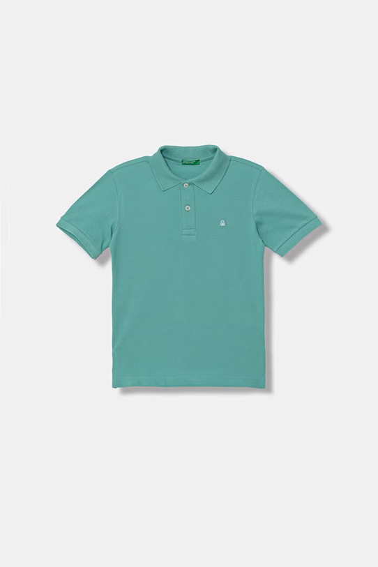 United Colors of Benetton polo dziecięce bawełniane turkusowy 3089C300Q.G.Stagionale