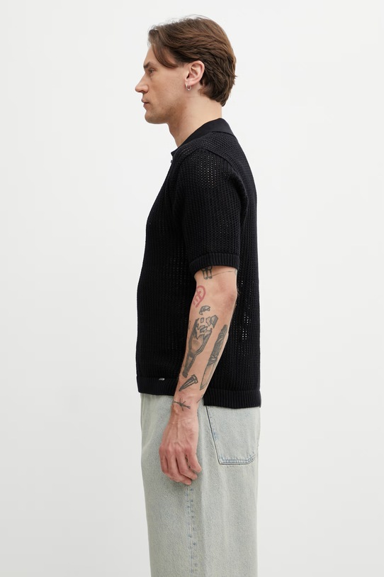 BEVERLY polo swetrowe z bawełną męskie MLM100725.01 czarny SS26