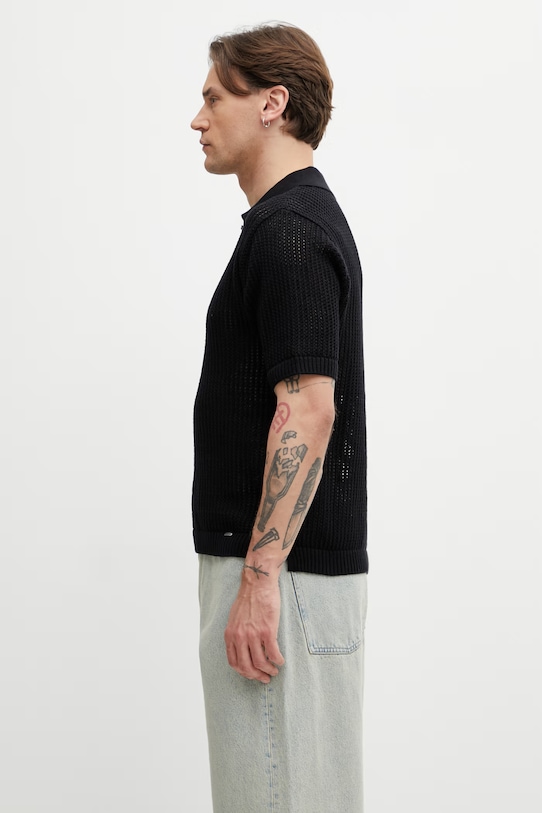 BEVERLY polo swetrowe z bawełną męskie MLM100725.01 czarny SS26